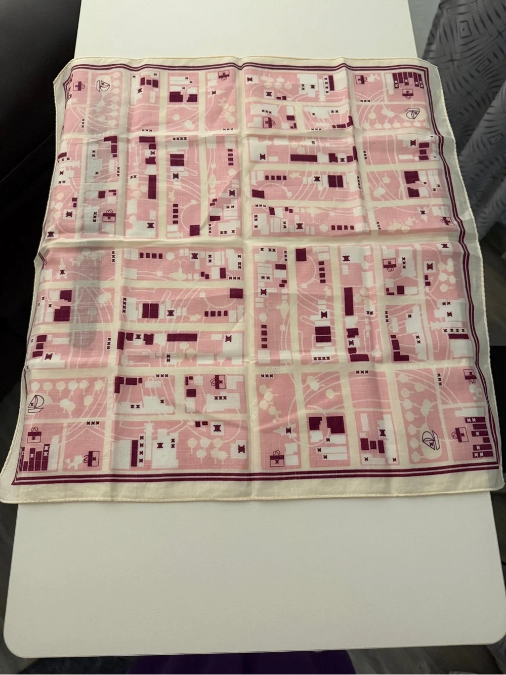 Vintage Celine Paris Cotton Scarf – Novelty “Shopping Street” Map Print